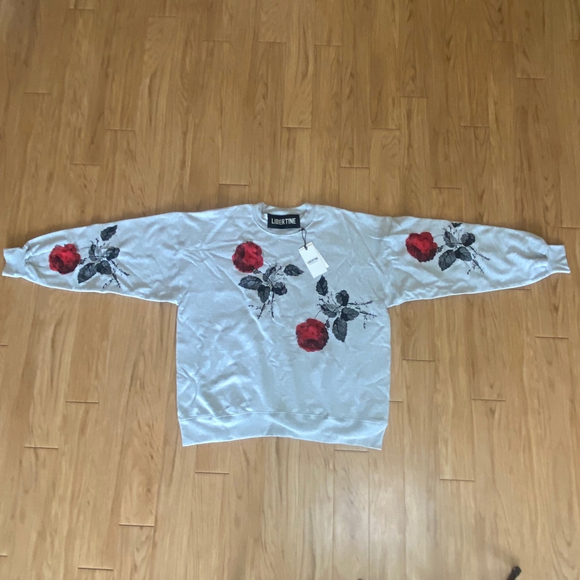 Men's Libertine Sweatshirt Size Unspecified Gray with Rose Print - Picture 7 of 7